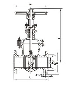 Z41Y高溫高壓閘閥主要外形及結構尺寸