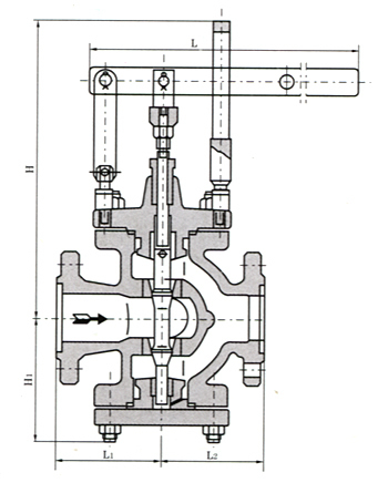 Y45Y杠杆式蒸汽减压阀 结构图