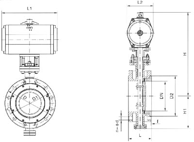 D643H气动多层次硬密封法兰蝶阀,结构图