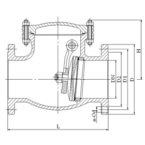  H44旋启式止回阀,结构图