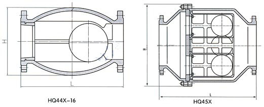 HQ44微阻球形止回阀 结构图