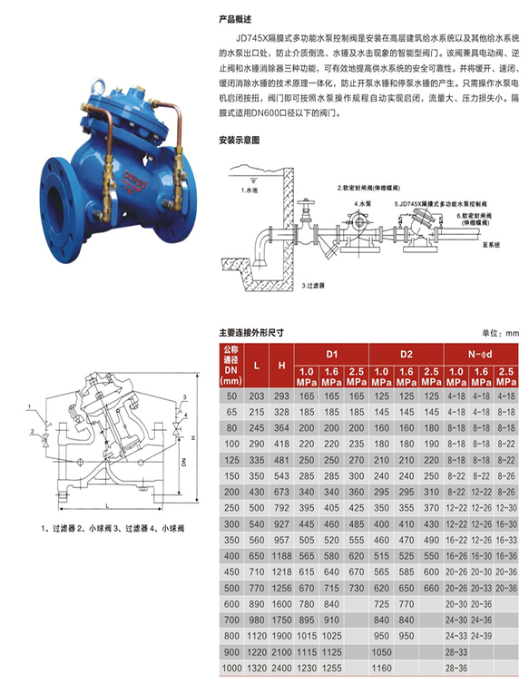 JD745X多功能水泵控制阀结构图