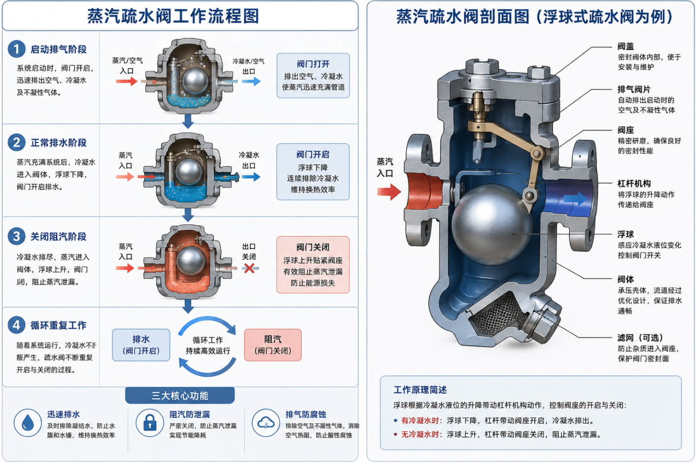 蒸汽疏水阀的工作流程图
