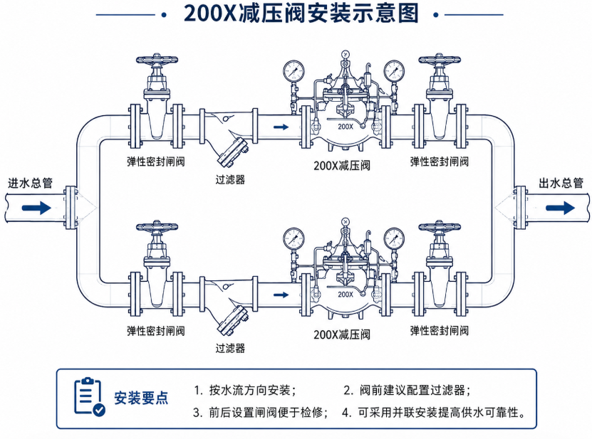 安装200X减压阀的正确顺序