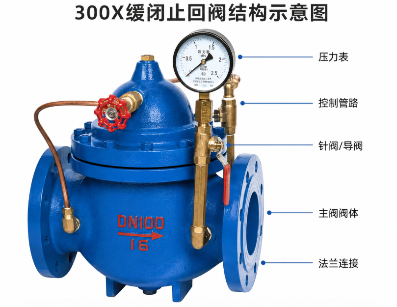 300X缓闭止回阀结构
