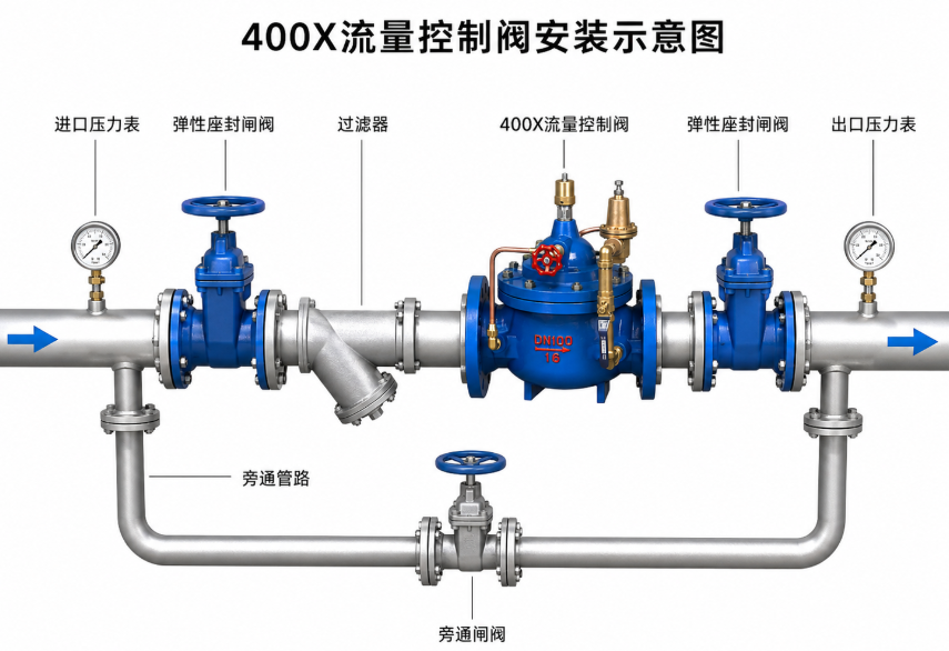 400X流量控制阀安装示意图